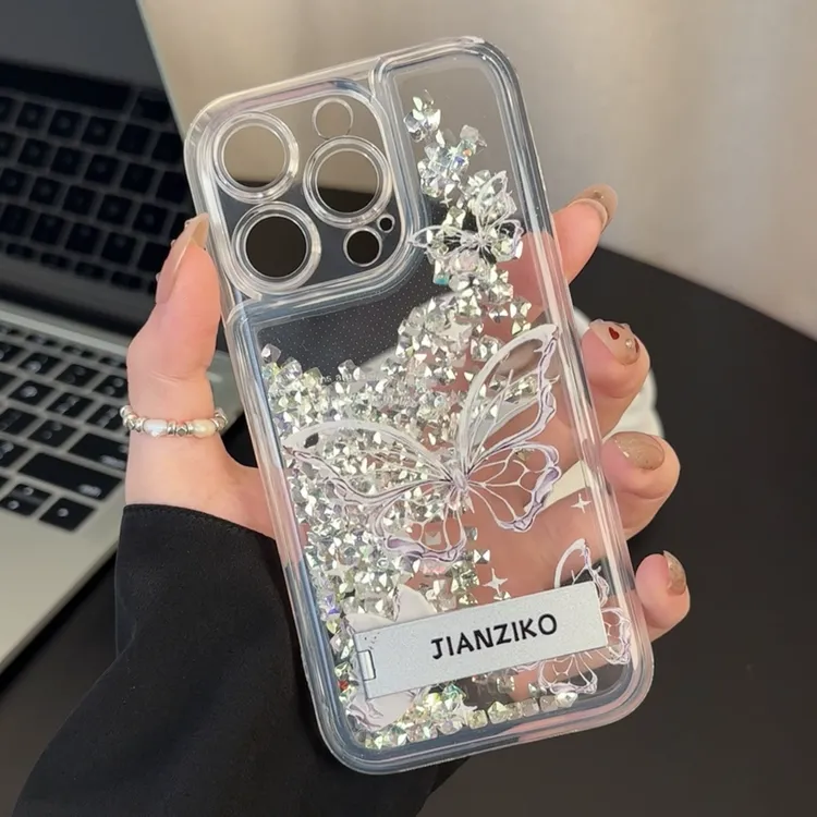 奥菲顿高级紫钻蝴蝶适用iphone15流沙壳苹果14华为vivo小米oppo套