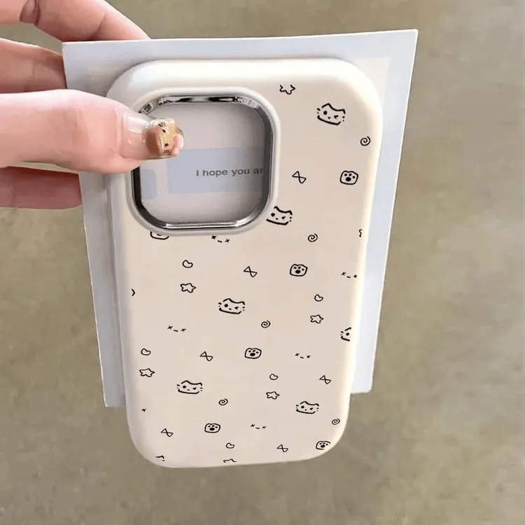 奥菲顿涂鸦星星猫咪适用iphone16镜框15手机壳华为vivo小米oppo套
