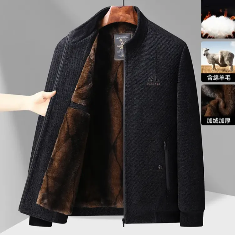 【羊毛雪尼尔】中老年爸爸装加绒加厚休闲外套男士夹克冬季保暖夹克