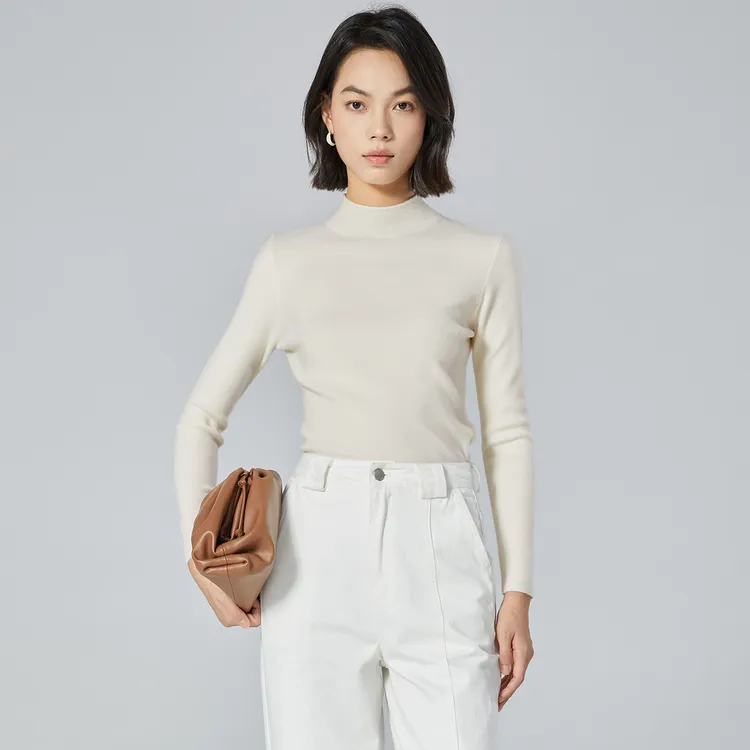 【曼贝】冬季百搭针织衫时尚半高领针织衫8444091