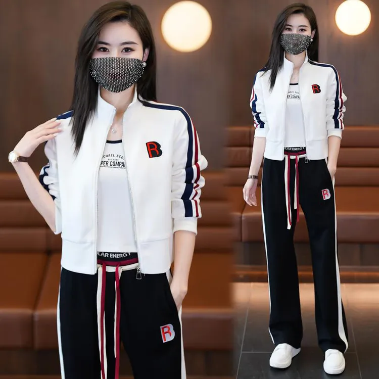 高含棉休闲运动套装女春秋季2025新款小个子卫衣阔腿卫裤两件套潮