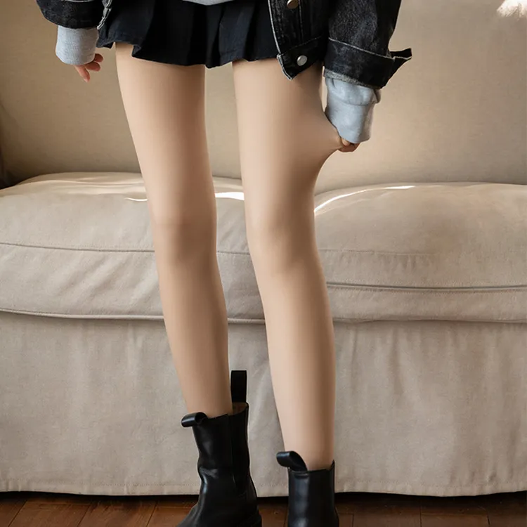 靴下物光腿神器双层丝袜女裸感隐形肉色打底连裤袜春秋长筒袜纯色