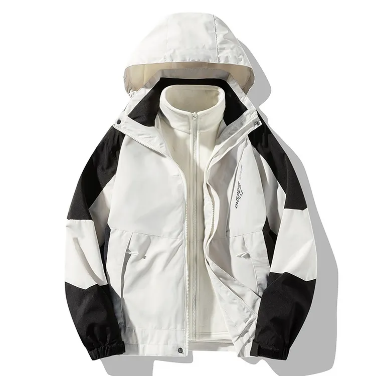 冲锋衣男女户外三合一2024秋冬新款加绒外套潮牌防风防水登山服