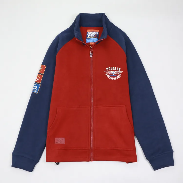 【道格拉斯】红/绿色米妮刷毛加绒拼色秋冬保暖男立休闲领外套DD264