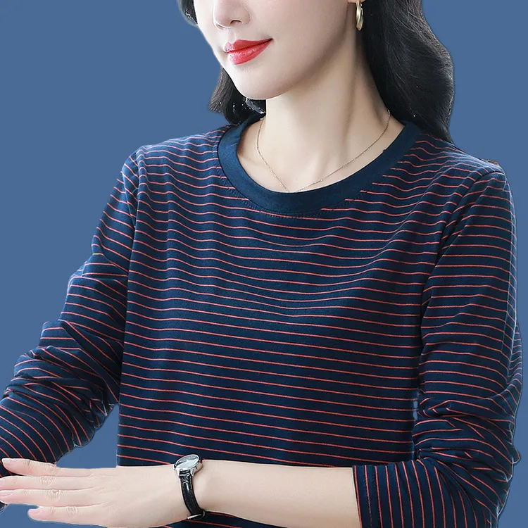 秋季大码棉质长袖T恤女新款胖MM200斤外穿宽松遮肚秋衣内搭打底衫