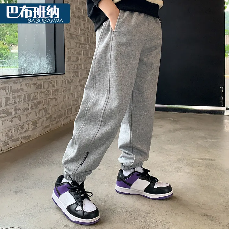 男童休闲裤2025新款儿童裤子加绒秋冬中大童运动裤男孩宽松春秋款