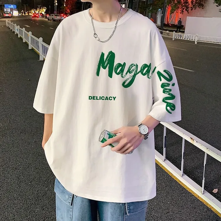 美式百搭纯棉短袖t恤男士夏季2023新款潮牌青少年男生体恤男上衣