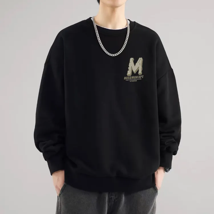 美式宽松休闲重磅卫衣男士2024秋冬季新款潮牌百搭长袖圆领上衣服