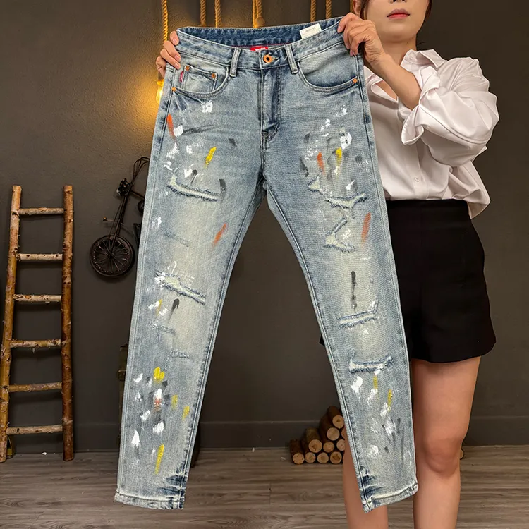 潮掌柜复古裤子男款百搭美式复古牛仔裤男款休闲潮流百搭牛仔裤潮