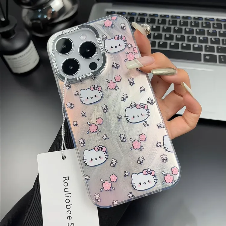 BANCA羽纱满屏碎花KT猫iPhone15/14promax手机壳苹果13/12高级11