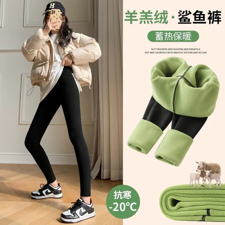 女外穿秋冬一体棉裤保暖长裤高腰鲨鱼裤冬季加绒加厚打底裤