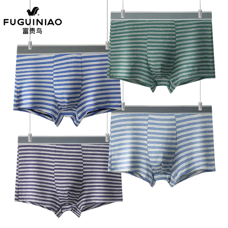 FUGUINIAO/富贵鸟富贵鸟男士舒适条纹大码内裤男款透气平角短裤衩