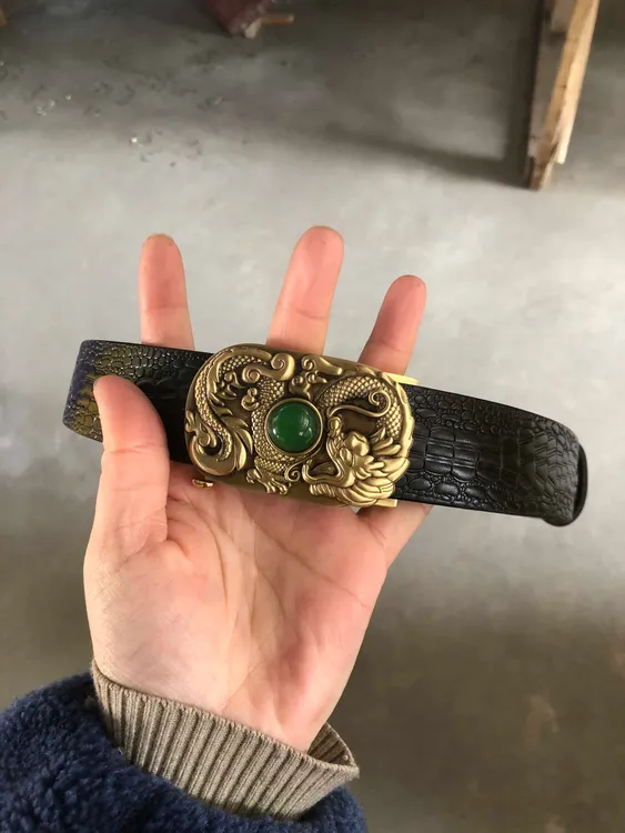 多款实心黄铜自动扣腰带头层牛皮男士裤带整皮滑道真皮经典皮腰带
