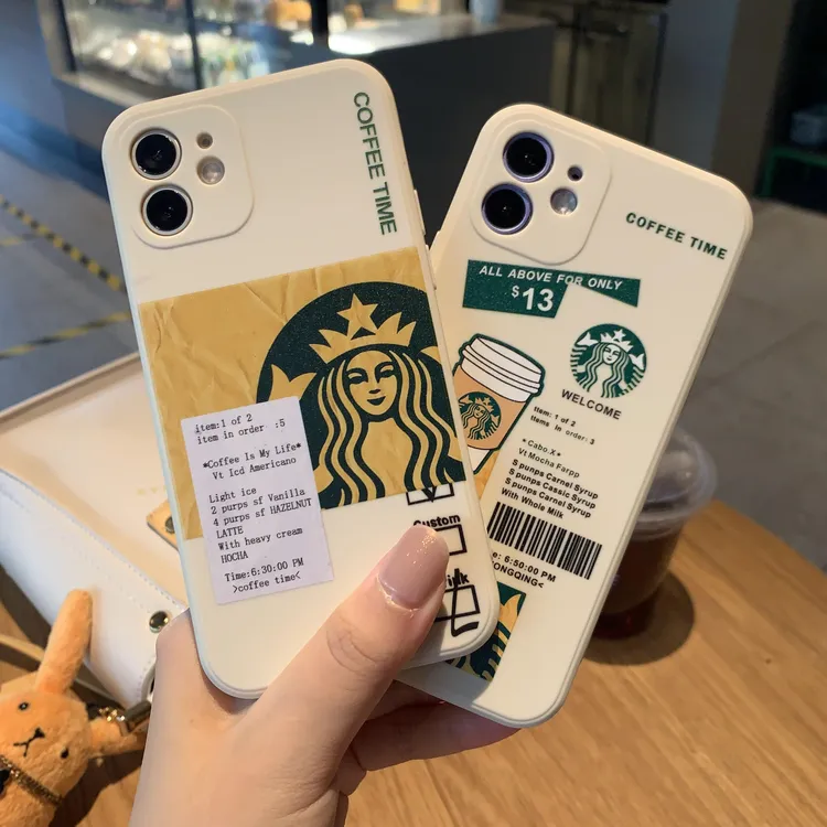 【苹果/华为/OPPO/vivo/小米/一加】人像咖啡直边液态手机壳