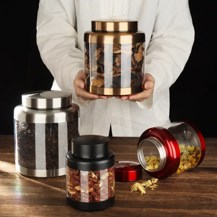 棉小城陈皮桶储存罐可视透明储物罐创意高档防潮收纳瓶密封茶叶罐