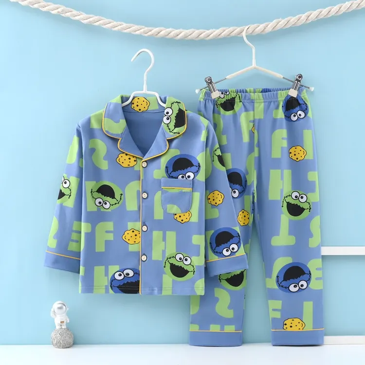 100%纯棉 儿童睡衣春秋款男童女童卡通家居服小孩中大童长袖套装