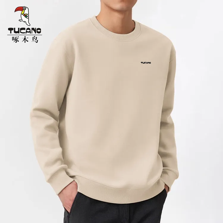 TUCANO啄木鸟320g重磅卫衣男长袖t恤宽松圆领无帽加绒保暖打底衫