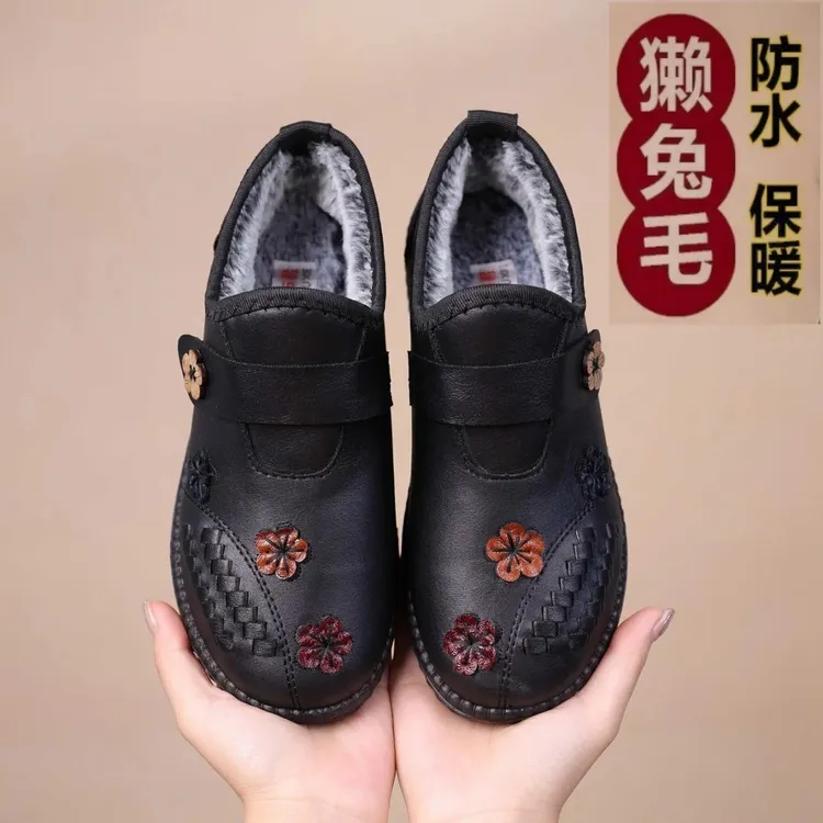 双11老北京布鞋女棉鞋女冬加绒保暖雪地靴女加厚平底短靴妈妈棉靴