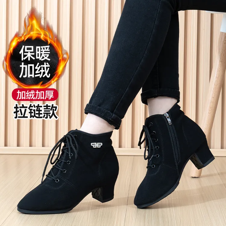 【王昭老师推荐】高帮拉链款跳舞鞋女士广场舞鞋加绒舞蹈鞋秋冬款