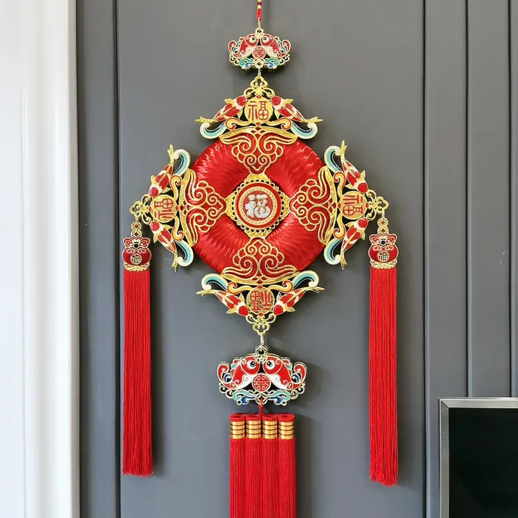 2025鱼款平安扣景泰蓝乔迁新婚新年装饰电视背景墙中国结挂件
