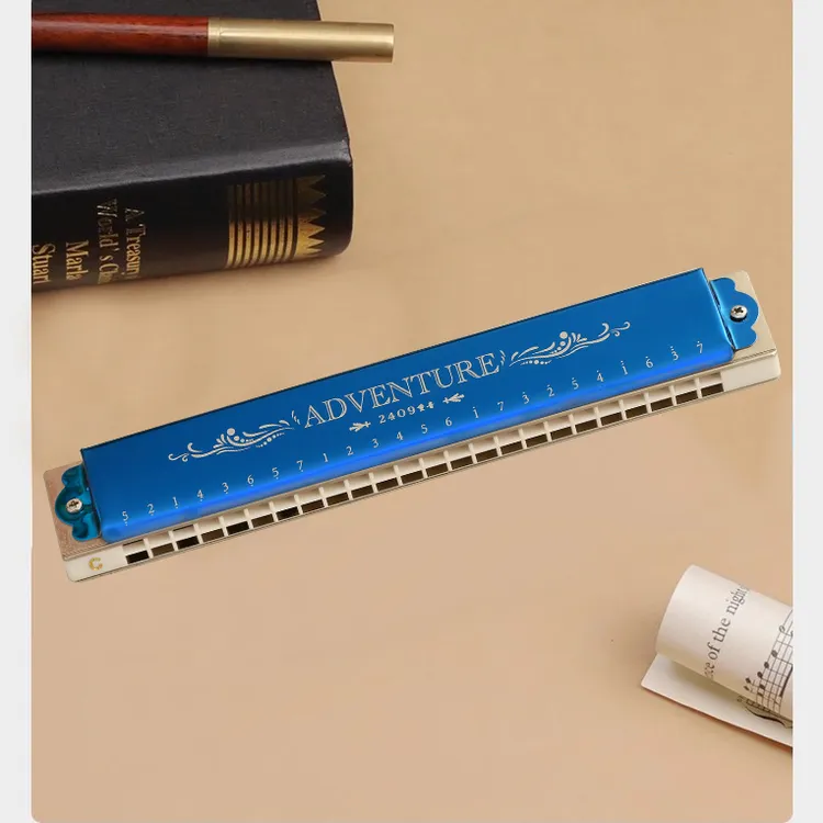 天鹅追梦人2409重音口琴蓝色银色