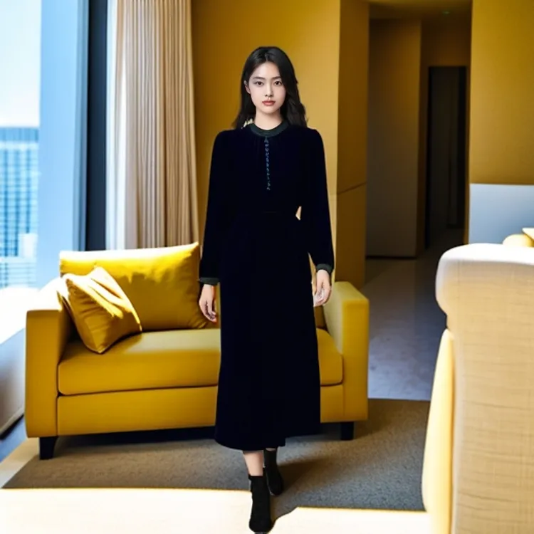 大码真丝绒连衣裙2025春秋新款洋气圆领桑蚕丝金丝绒中长长袖裙子