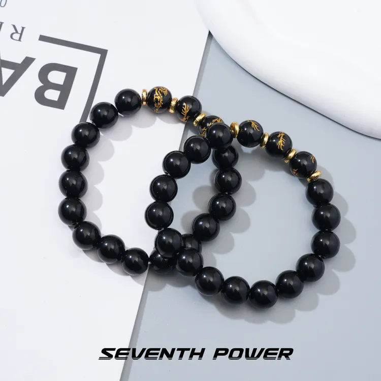 柒次方 合金玻璃手链 星文男潮小众设计男生复古高级感串珠手饰