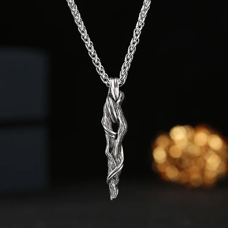 柒次方 钛钢项链 高级感浮木长款复古个性设计做旧时尚百搭小众