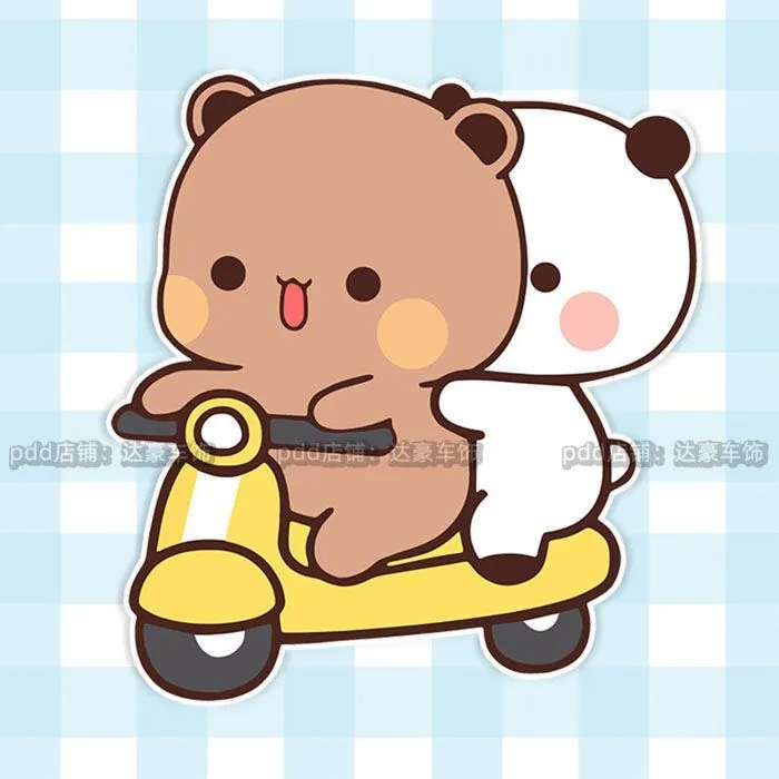 可爱一二熊猫车贴电动车摩托车汽车保险杠车身装饰遮挡划痕贴纸