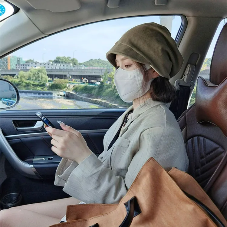月子帽产后春秋外出时尚防风帽子女款冷帽日系显脸小懒惰风堆堆帽