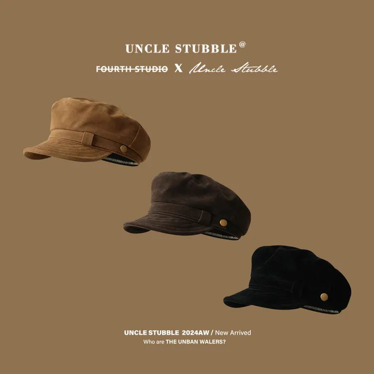 秋冬天复古海军风帽子高级感麂皮绒平顶报童帽女生韩系百搭画家帽