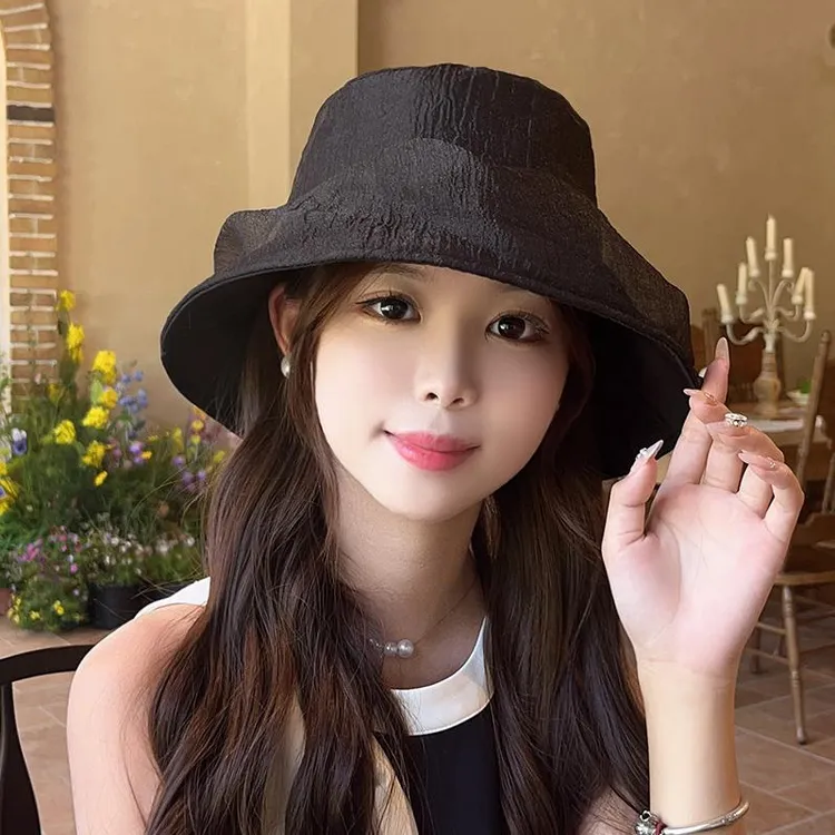 夏季新款韩版网纱蕾丝渔夫帽女出游逛街防晒显脸小百搭优雅遮阳帽