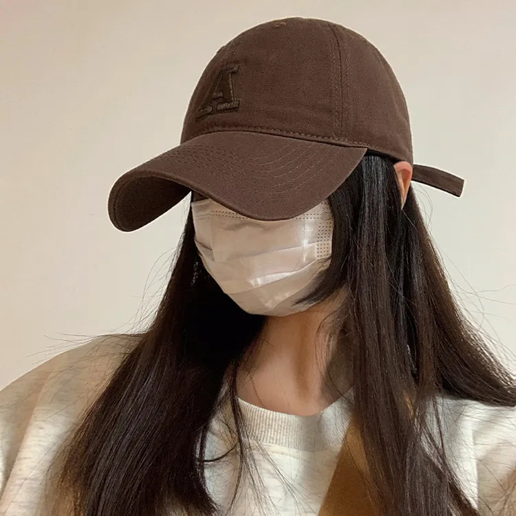 加大加深宽帽檐棒球帽女美式复古字母鸭舌帽百搭大头围显脸小帽子