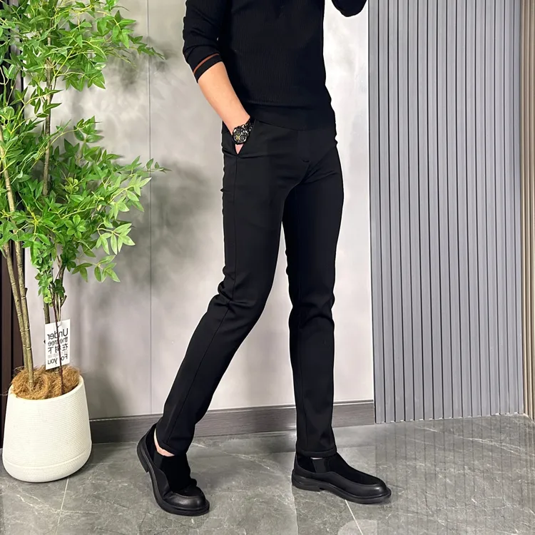 男士加绒加厚保暖休闲裤冬季柔软舒适亲肤弹力修身长裤8810秋冬