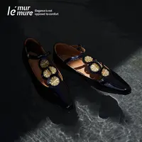 Le’ Murmure 卢浮之夜_ 冷法式 鎏金浮萍珠光Italy牛皮玛丽珍鞋