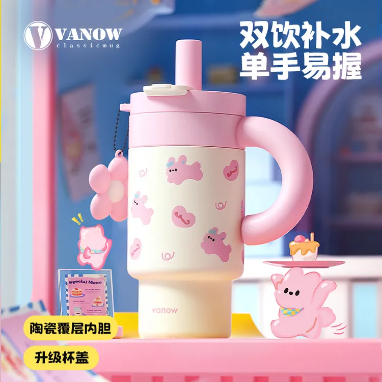 【达人专属】vanow巧巧保温水杯大容量女2024新款高颜值陶瓷内胆