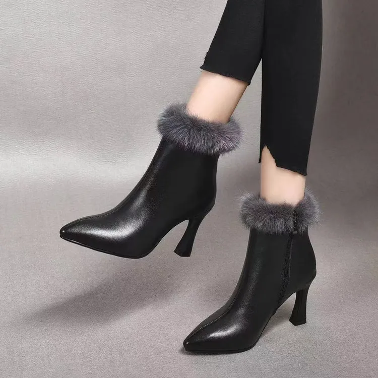 新款水貂毛气质高跟鞋GMQ8156