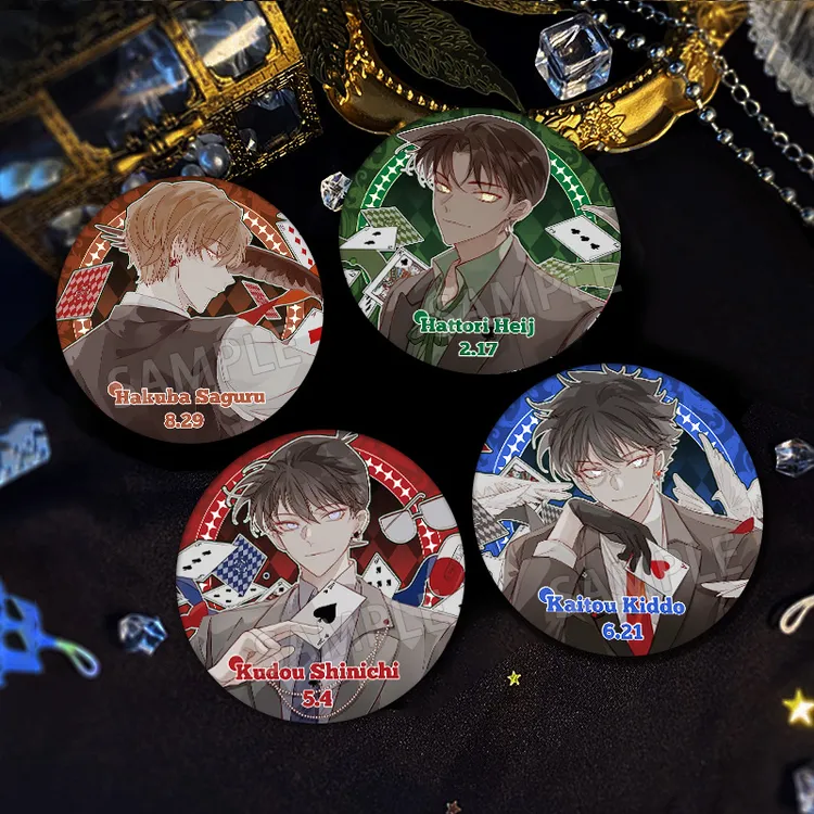 二次元动漫周边徽章名侦探柯南反光双闪吧唧工藤新一怪盗基德谷子
