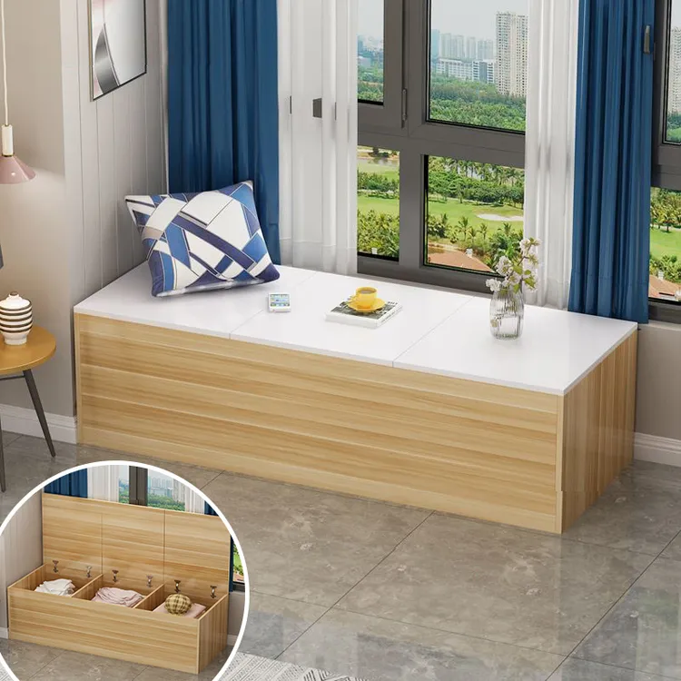 定制拼接床飘窗储物柜卧室家用矮柜床边夹缝柜上翻盖可移动收纳柜