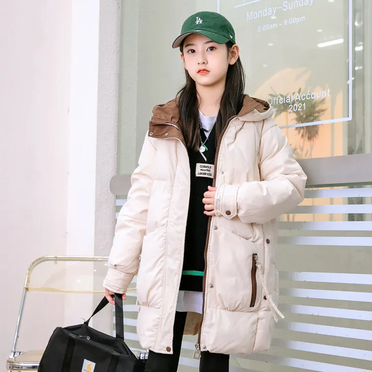 初中生棉服15岁中学生加厚中长款棉衣高中女生冬季宽松外套18岁