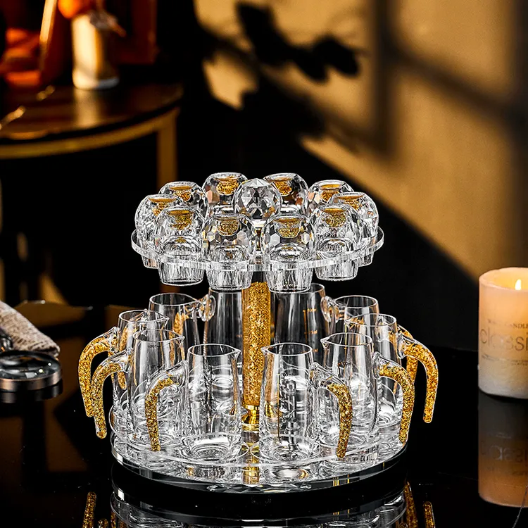 高档家用金箔白酒杯分酒器轻奢中式烈酒杯创意一口杯子酒具小酒盅