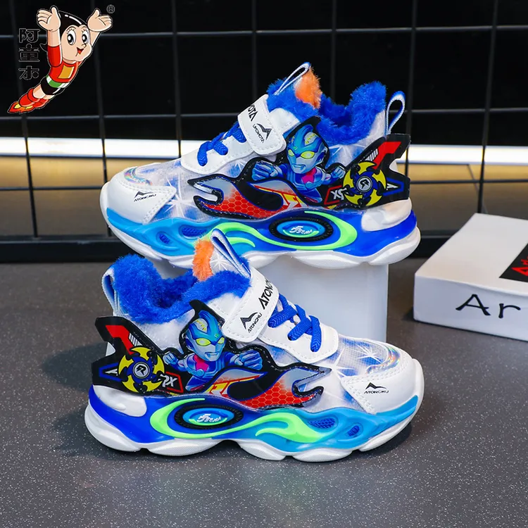 atongmu/阿童木2025秋冬新款皮面防水保暖小学生中小童学生跑步鞋