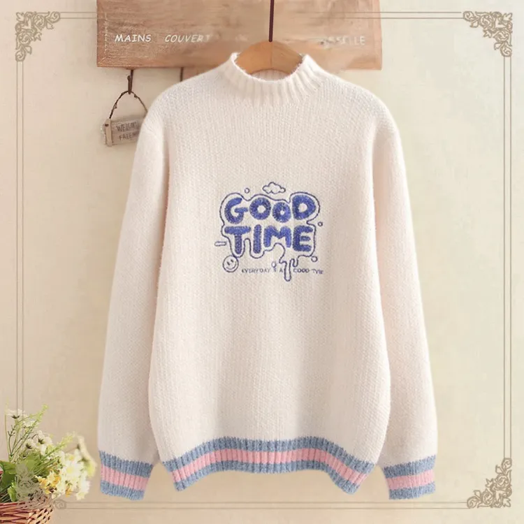少女冬装毛衣女学生加绒加厚2025年新款初中高中生针织衫保暖打底