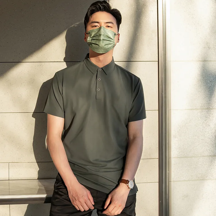 男士休闲夏季透气薄款速干商务纯色POLO衫父亲节翻领轻奢短袖t恤