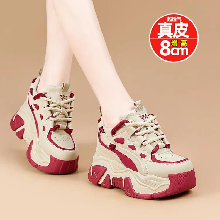 万达撤柜2024秋冬新款加绒保暖显脚小老爹鞋松糕运动内增高小白鞋