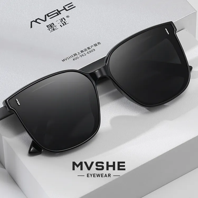 墨涩第五代一体镜面时尚高清太阳镜UV400防紫外线遮阳大方框墨镜