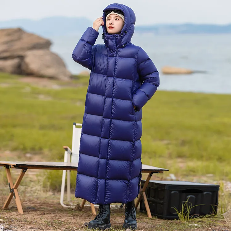 95白鹅绒长款羽绒服女2024新款加厚过膝400克充绒量鹅绒羽绒服