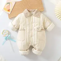  加绒夹棉婴幼儿卡通连体男女宝连体衣新生儿冬装爬服外出