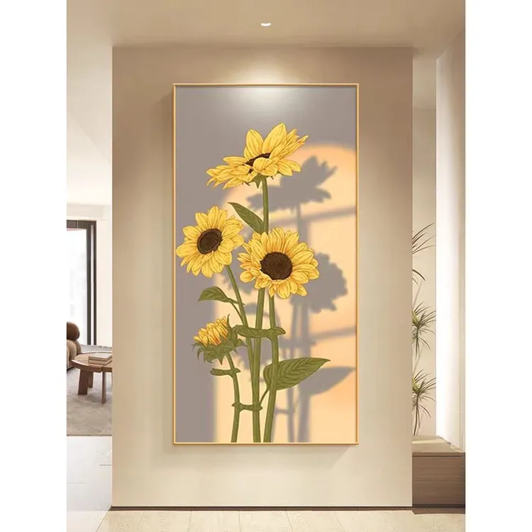 奶油风北欧玄关装饰画侘寂清新绿植走廊过道挂画16080