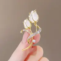 维锦 合金胸针 猫眼石郁金香胸针高档奢华气质大衣胸花别针配饰品